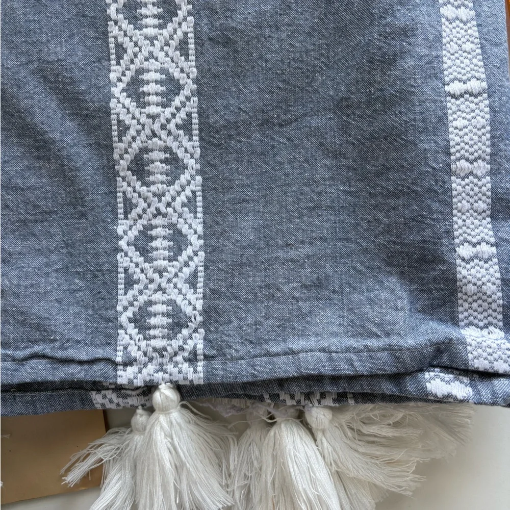 Better Homes and Gardens Blue and White Tassel Shower Curtain NWOT